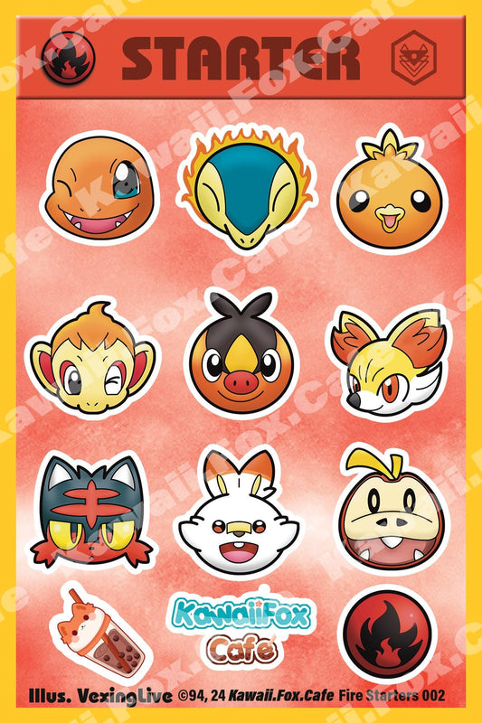 Cute Fire Poke Sticker Sheet