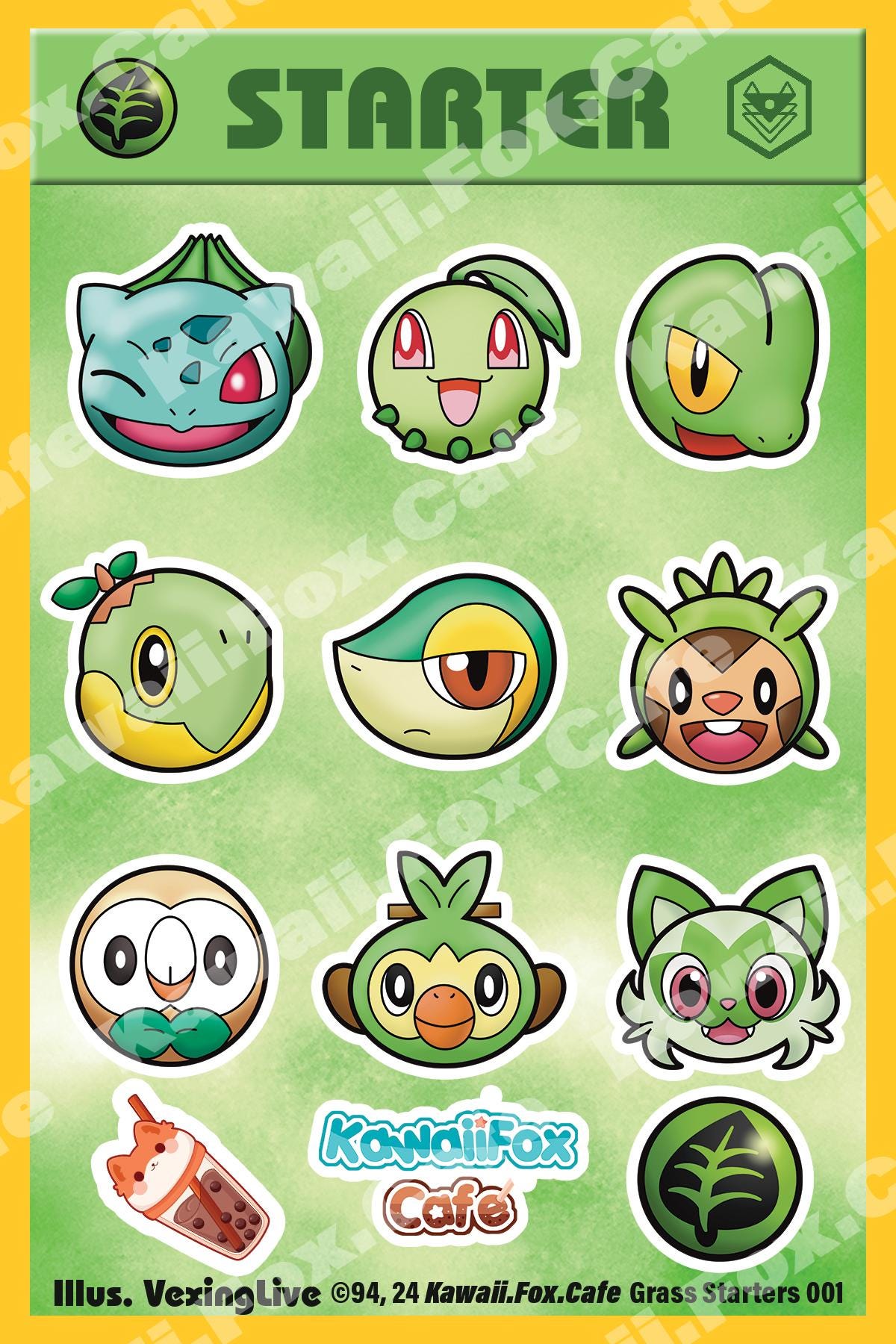 Cute Grass Poke Sticker Sheet