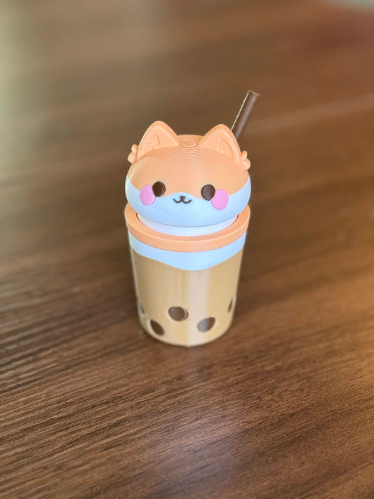 Kawaii Fox in Boba Tea Desk Clicker Fidget Toy