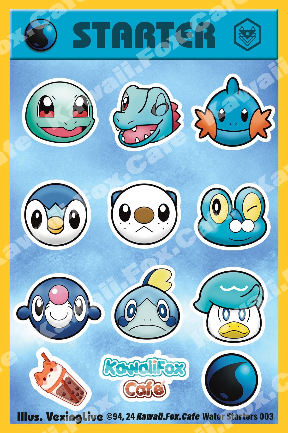 Cute Water Poke Sticker Sheet