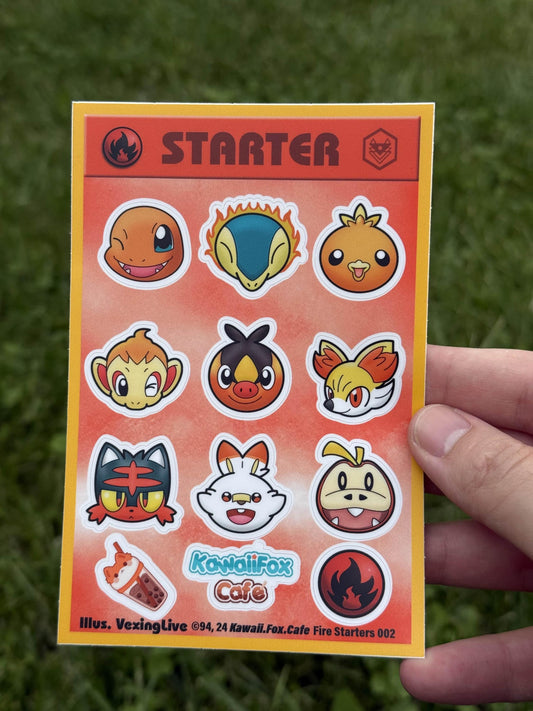 Cute Fire Poke Sticker Sheet