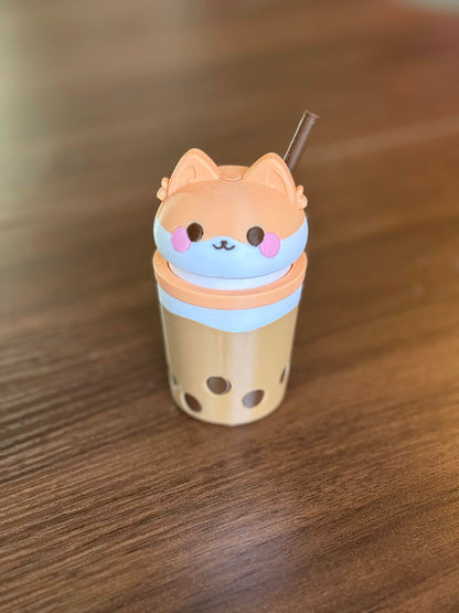 Kawaii Fox in Boba Tea Desk Clicker Fidget Toy