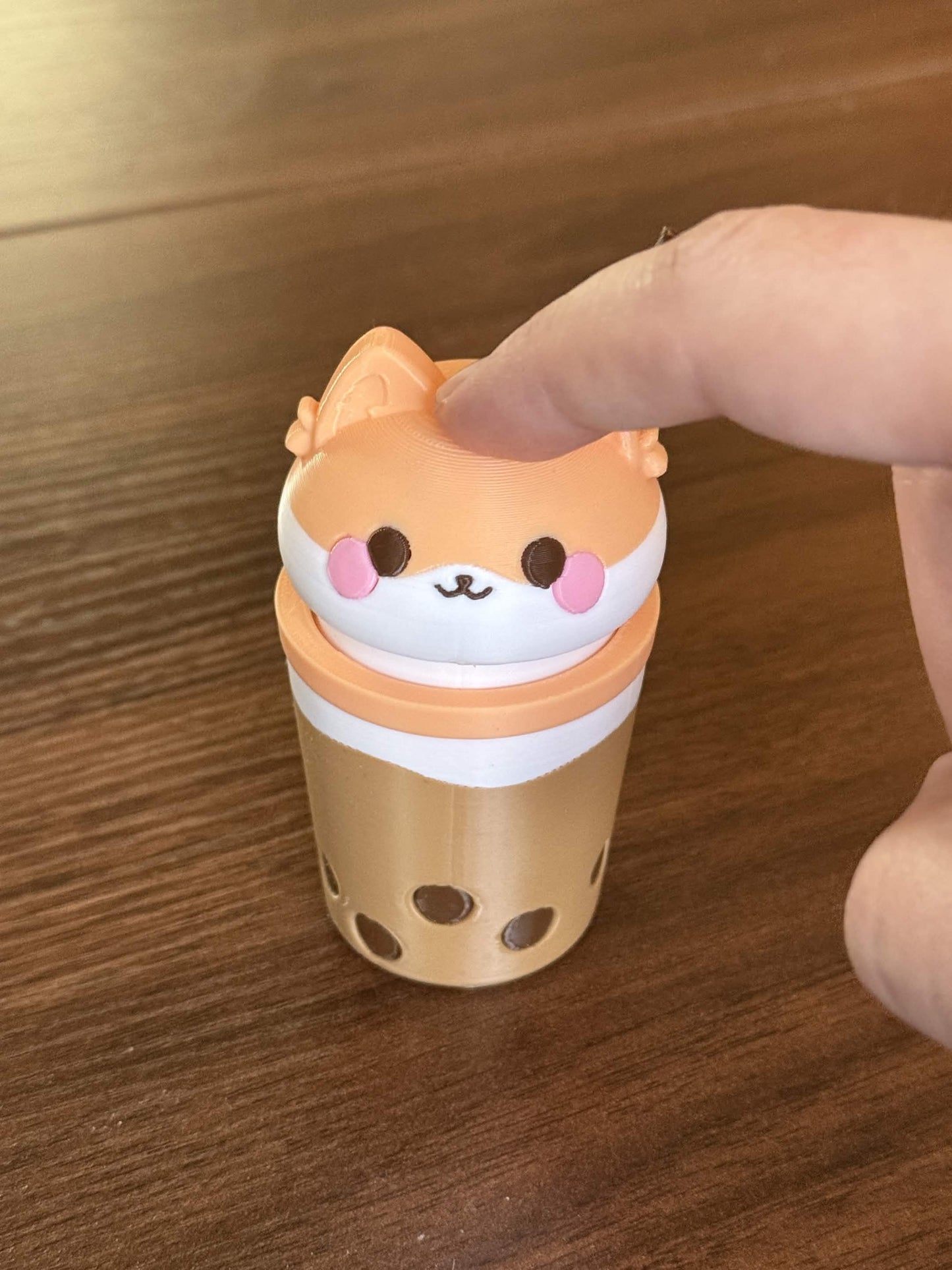 Kawaii Fox in Boba Tea Desk Clicker Fidget Toy