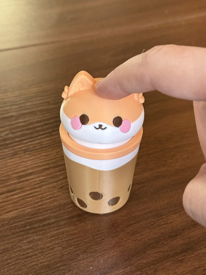Kawaii Fox in Boba Tea Desk Clicker Fidget Toy