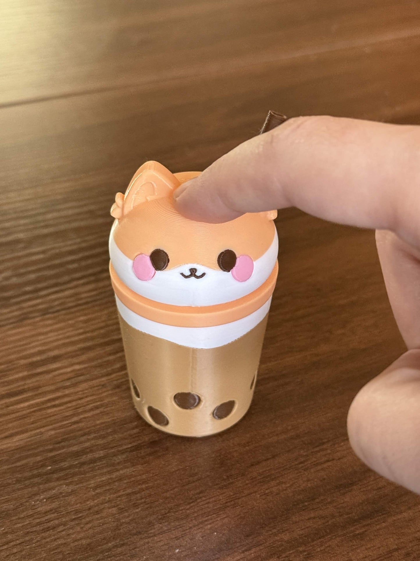 Kawaii Fox in Boba Tea Desk Clicker Fidget Toy