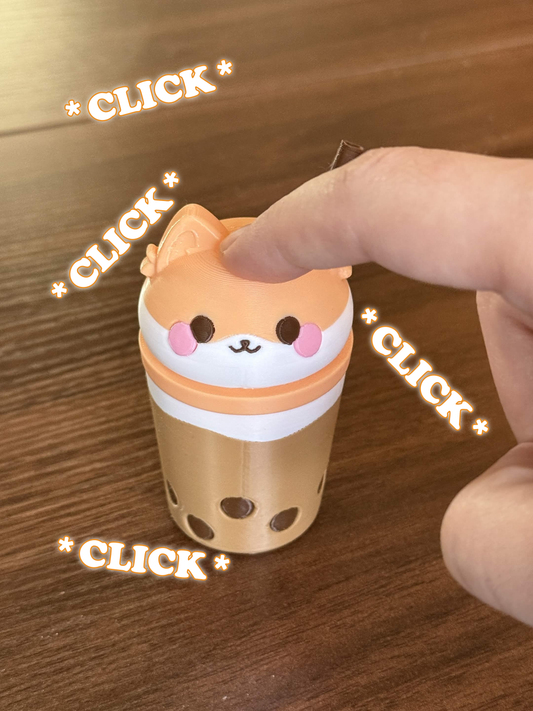 Kawaii Fox in Boba Tea Desk Clicker Fidget Toy