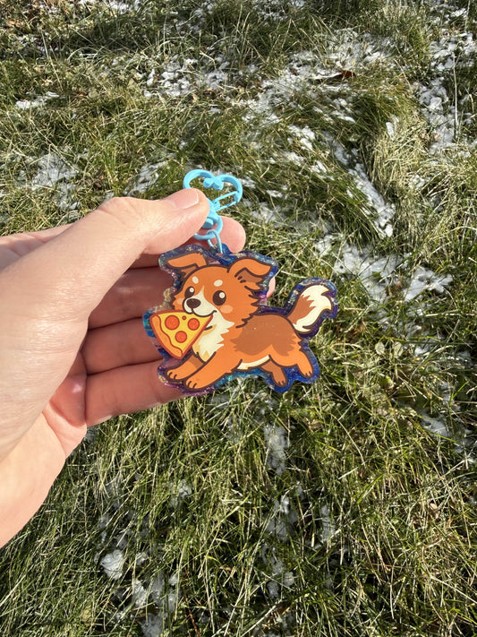 Puppy Stealing Pizza Keychain