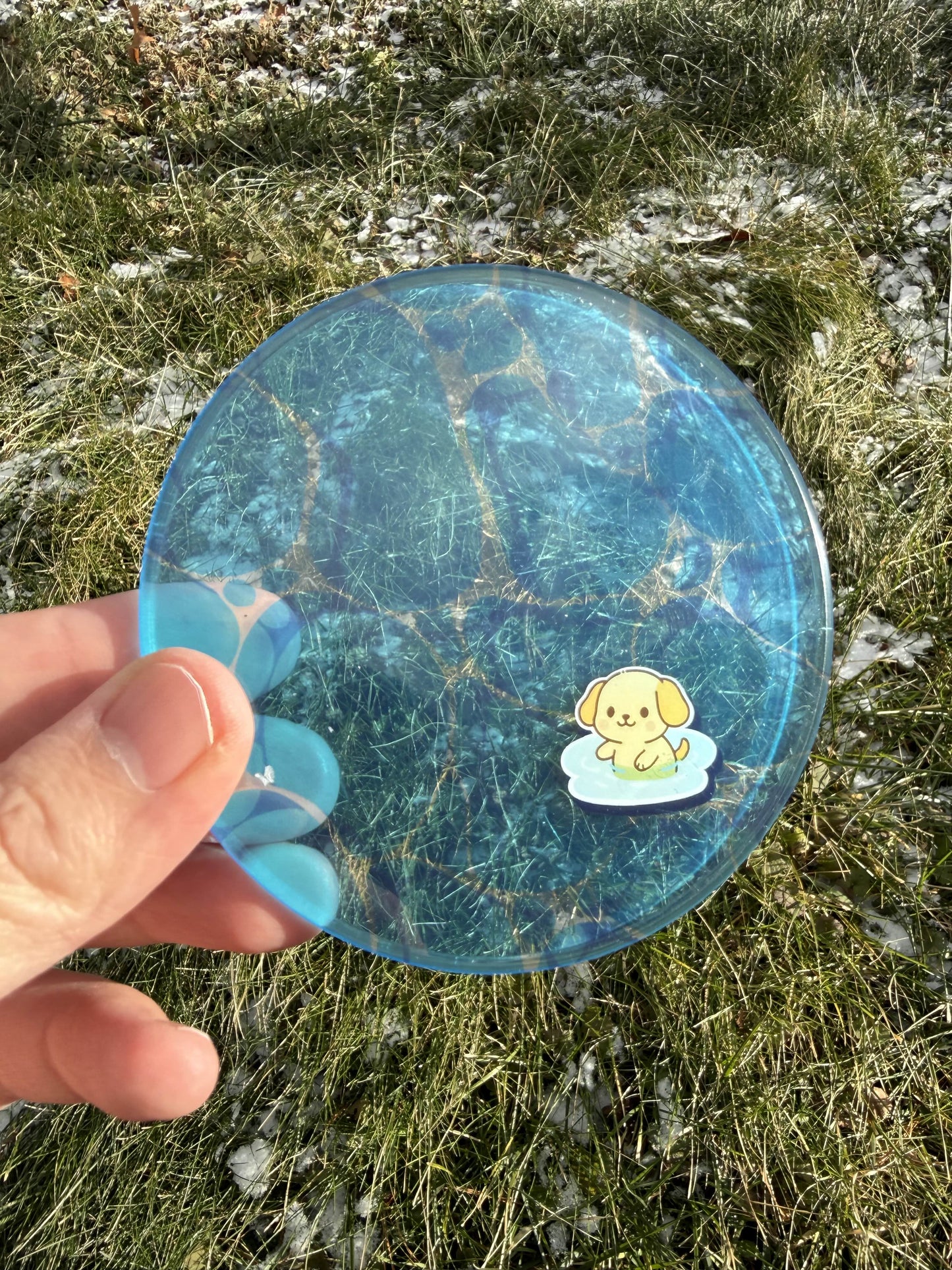 Puppy in a Pool Acrylic Coaster