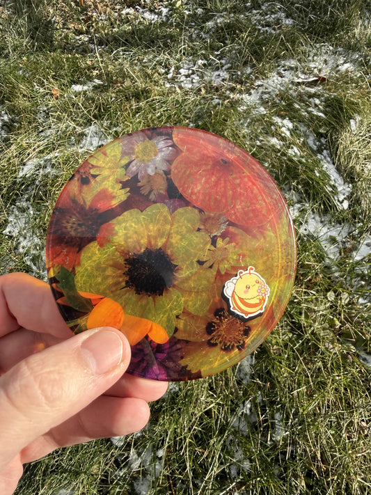 Bee in Flowers Acrylic Coaster