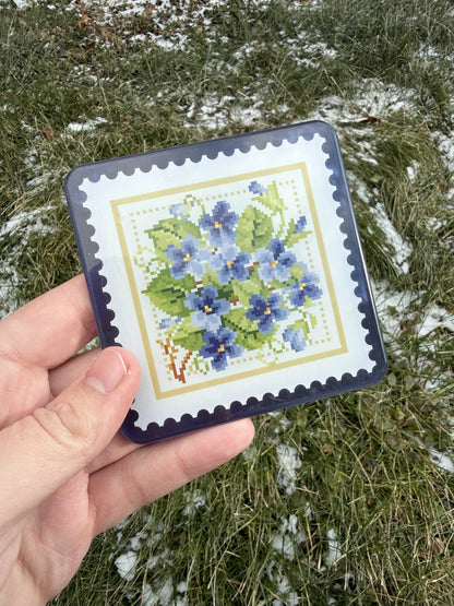 Blue Flower Acrylic Coaster