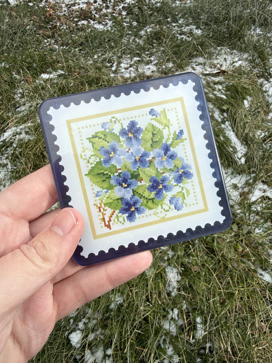 Blue Flower Acrylic Coaster