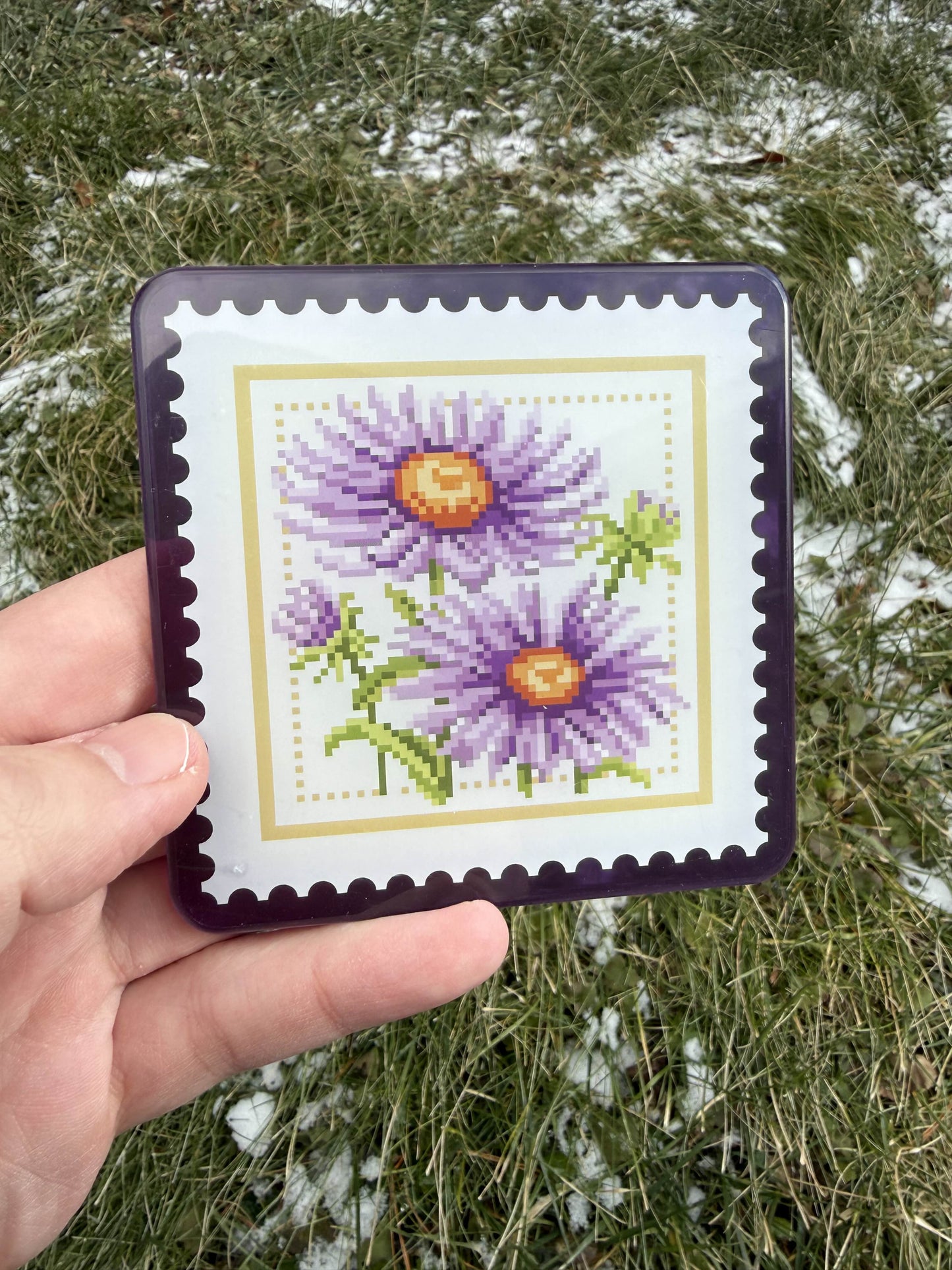 Purple Flower Acrylic Coaster