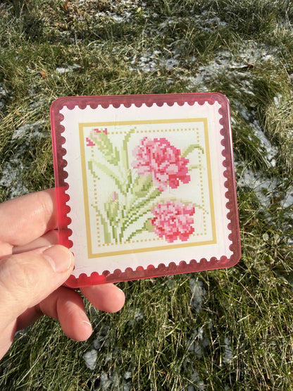 Pink Flower Acrylic Coaster