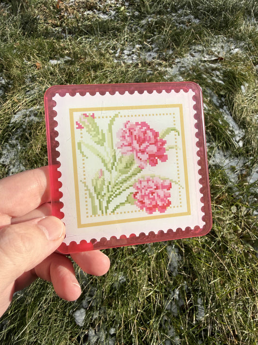 Pink Flower Acrylic Coaster