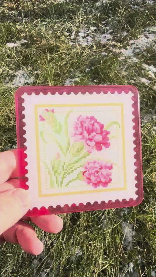 Pink Flower Acrylic Coaster