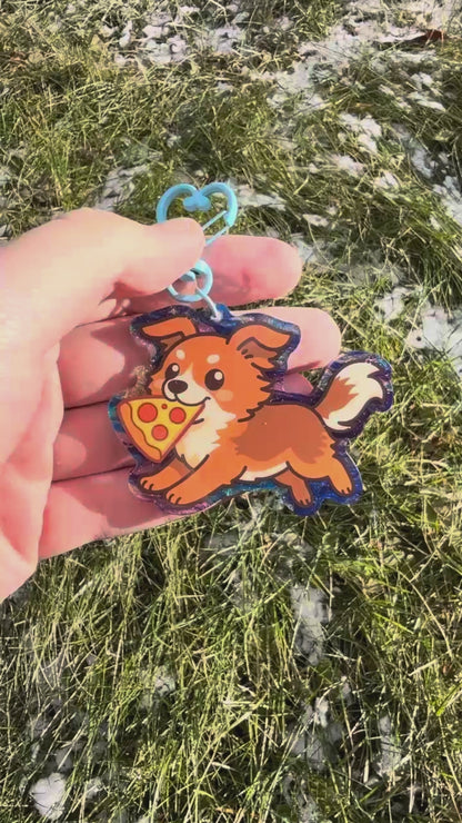 Puppy Stealing Pizza Keychain